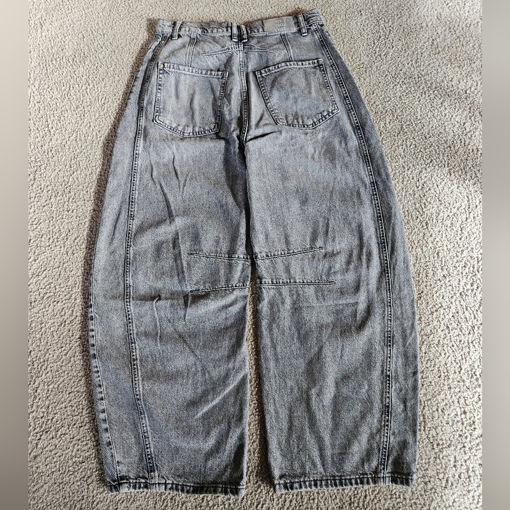 Free People Good Luck Barrel Jeans Mid Rise Distressed Relaxed Kismet  28 NWOT - Picture 4 of 15